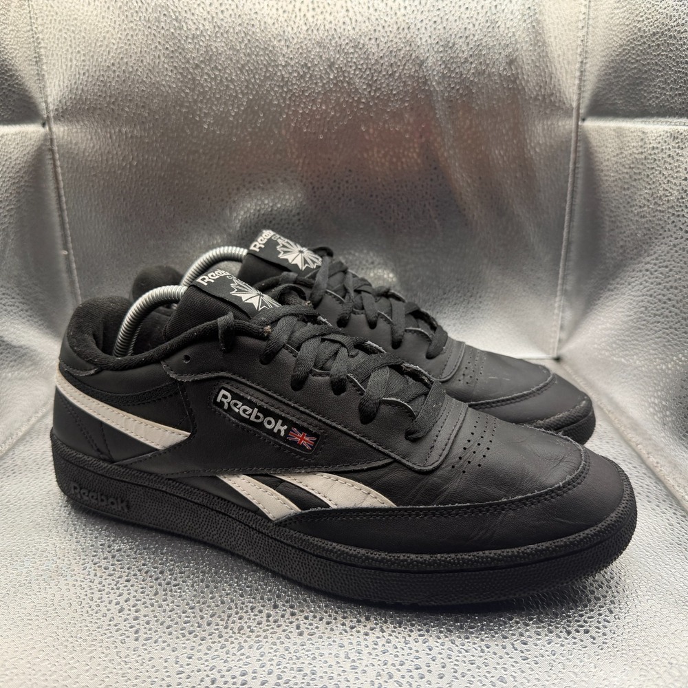 Size 10.5 Reebok Club C Revenge Mens Black White Leather Sneakers EH0648